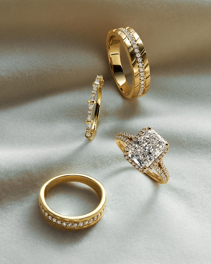 Three separate yellow gold rings from KAY.