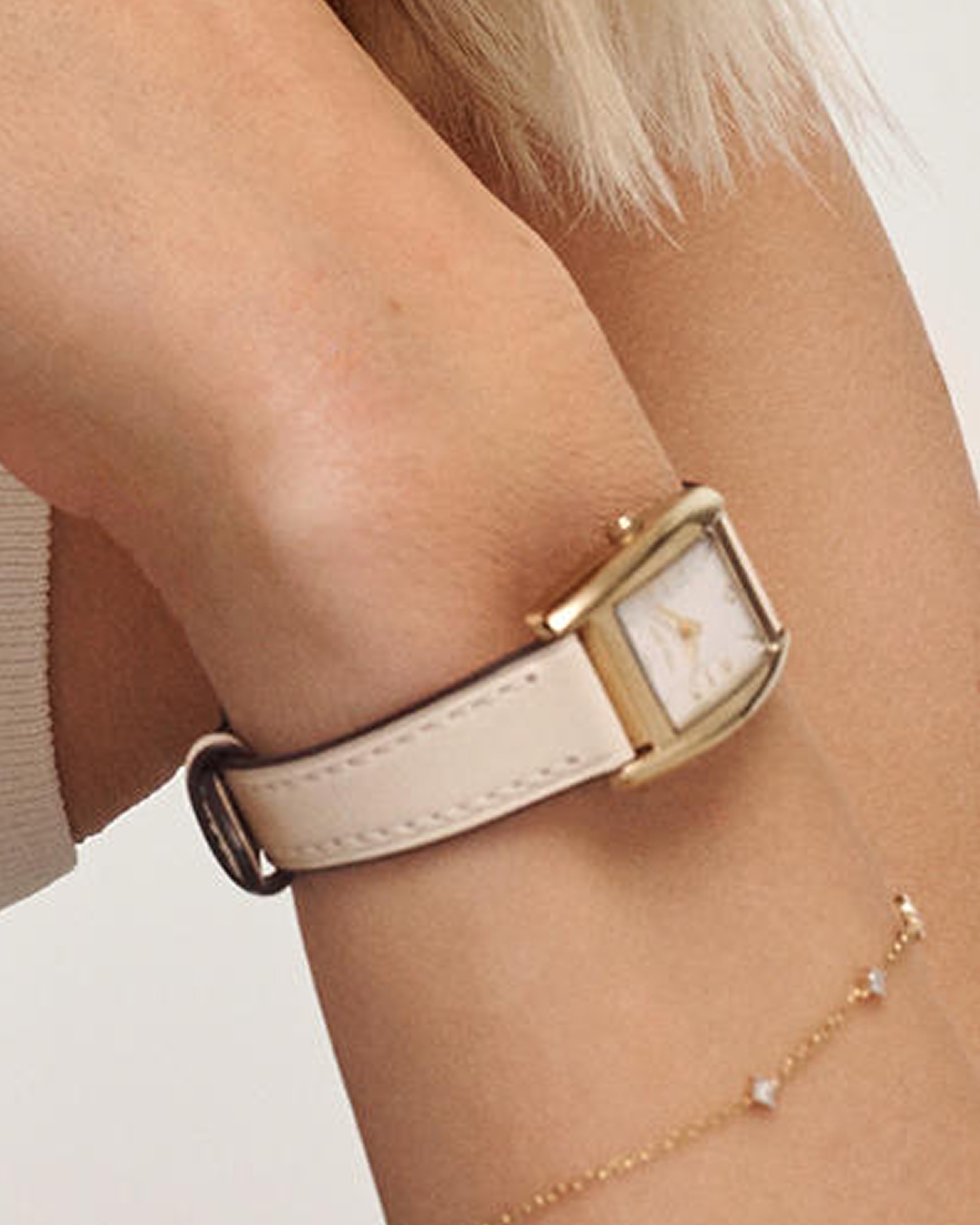 A white leather watch from KAY.