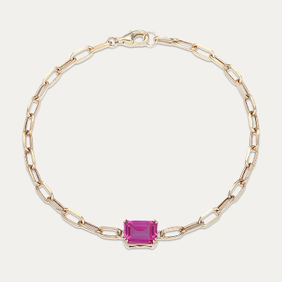 STUDIO BY KAY emerald cut pink sapphire paperclip chain bracelet
