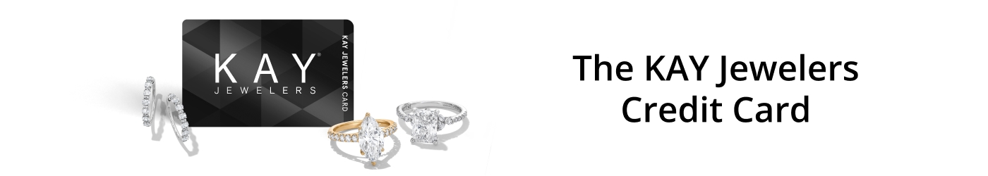 Kay Jewelers Credit Card next to earrings and two rings