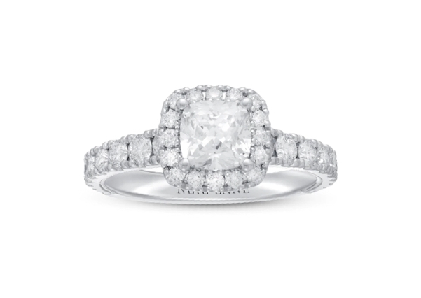 Image of halo cushion cut ring