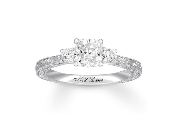 Image of three stone cushion cut ring