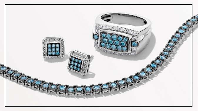 Shop men's blue diamond jewelry