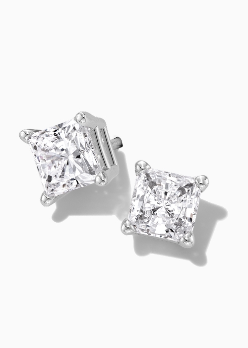 Princess cut diamond stud earrings