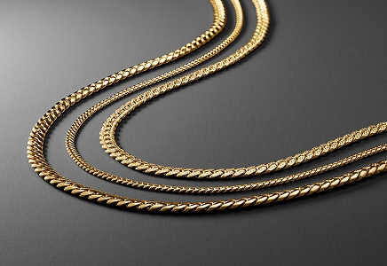 Three different sized gold chains from KAY.