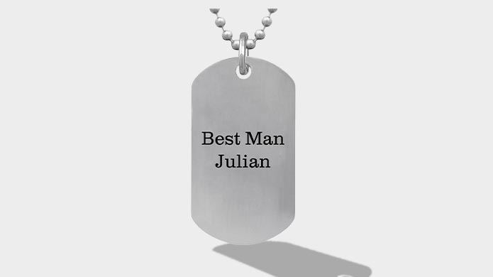 Image of engraved dog tag that says Best Man Julian
