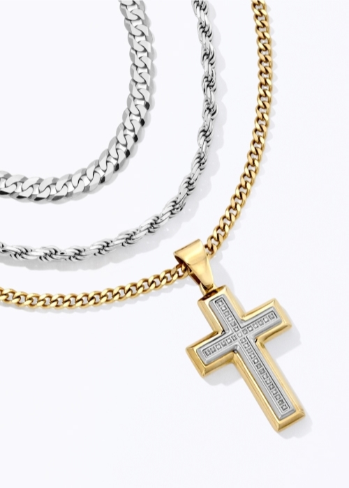 Men's chains and cross necklace