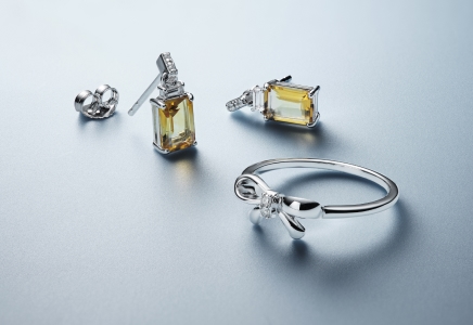 Topaz earrings and sterling silver bow ring