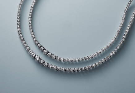 Two diamond tennis necklaces