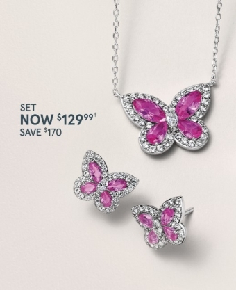 Butterfly necklace and earrings gift set now $129.99 save $170