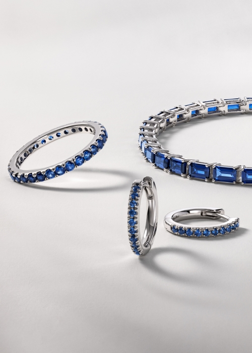 Sapphire bracelets, earrings, and rings