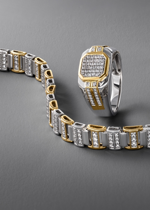 Two tone ring and bracelet