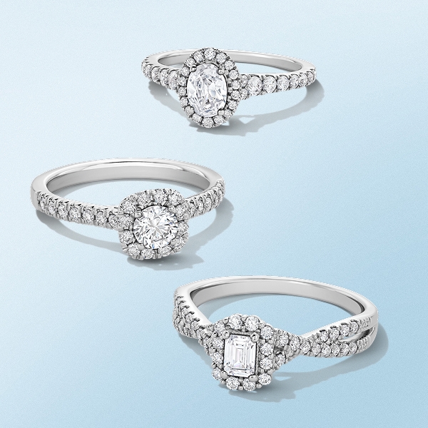 Three diamond engagement rings by KAY.