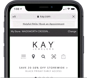 Using the KAY website to shop a store's inventory on a smartphone