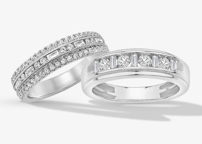 Shop these matching Now + Forever wedding bands