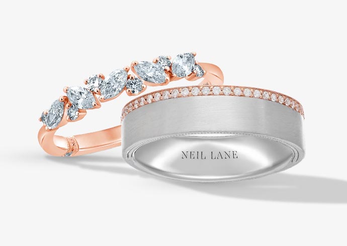 Shop these matching Monique Lhuillier and Neil Lane wedding bands