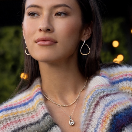 Woman wearing diamond jewelry