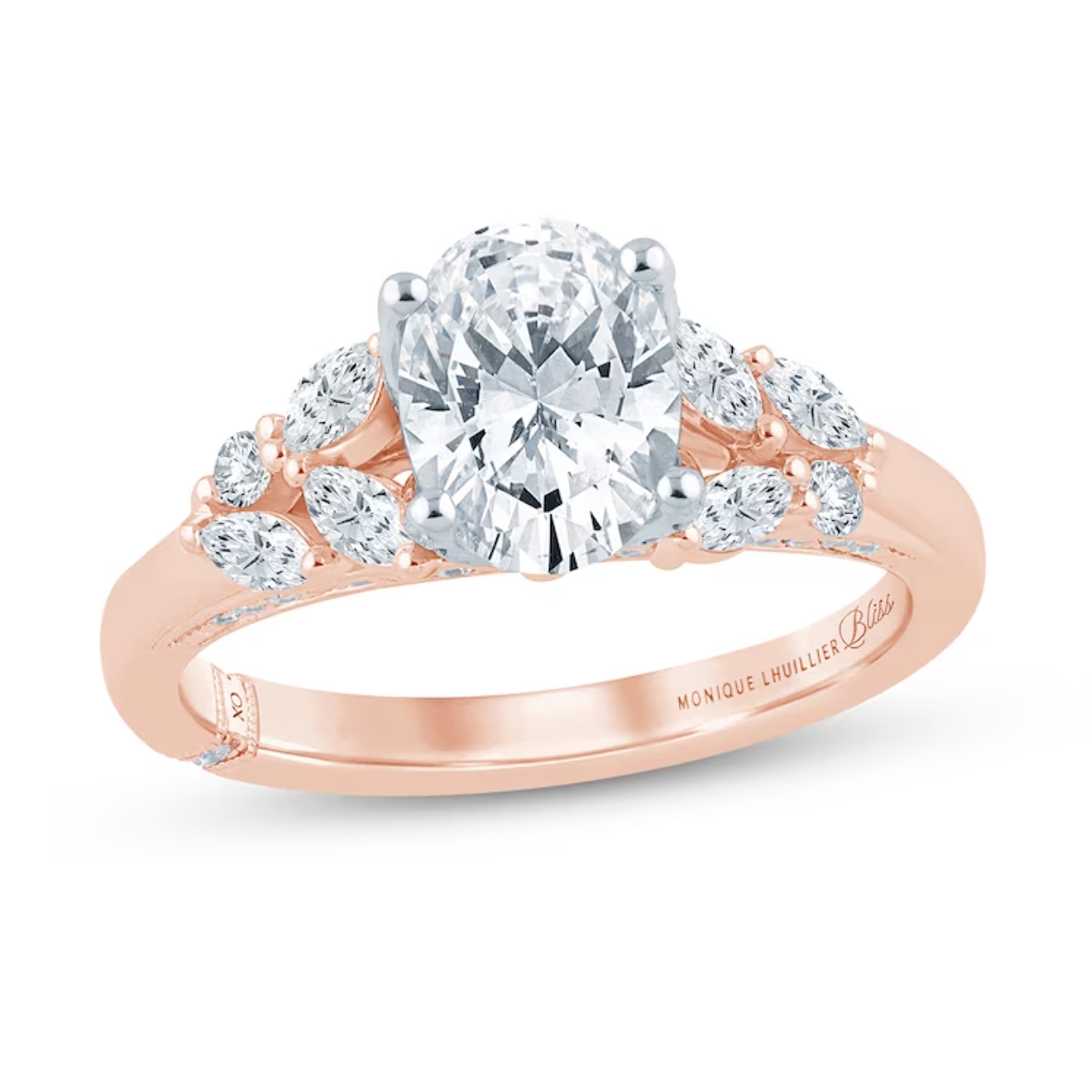 Monique Lhuillier lab-grown rose gold engagement ring