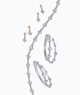 Milestones diamond earrings, necklaces and bracelets