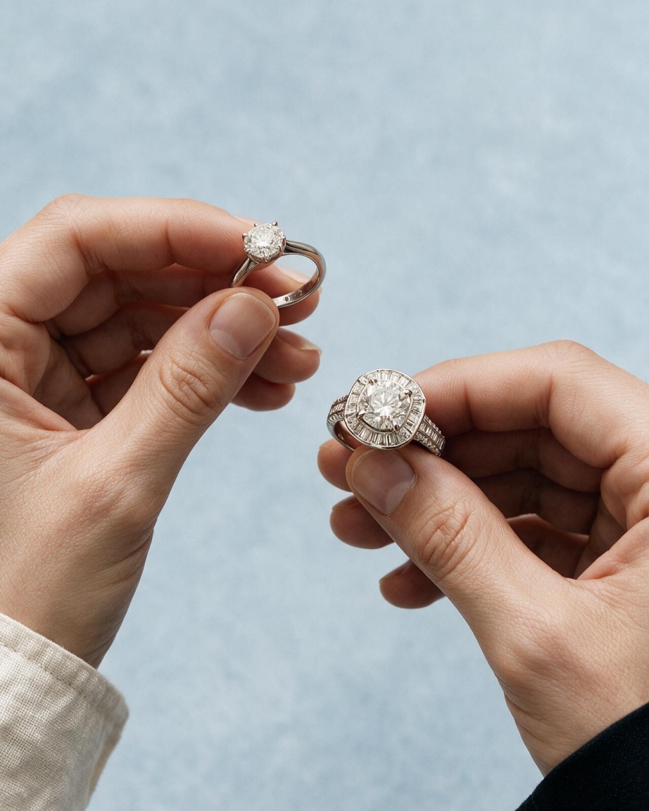Comparing two diamond engagement rings