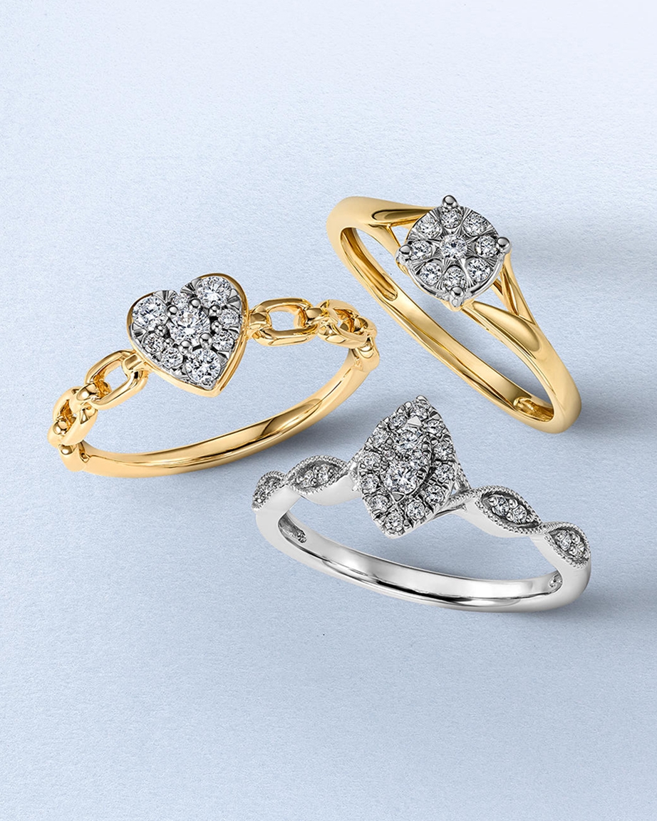White and yellow gold engagement rings from KAY