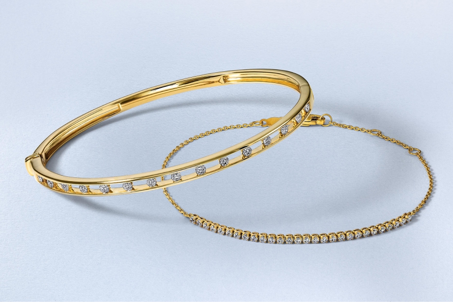 Gold and diamond bangle bracelets from KAY