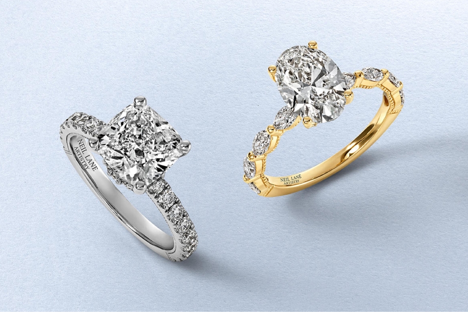 White and yellow gold diamond engagement rings from KAY
