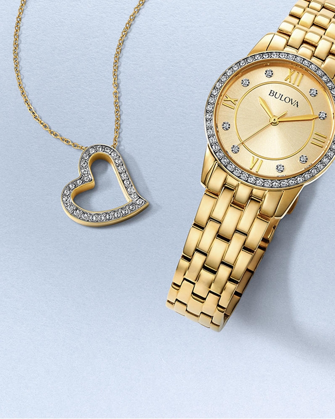Heart necklace and watch from KAY