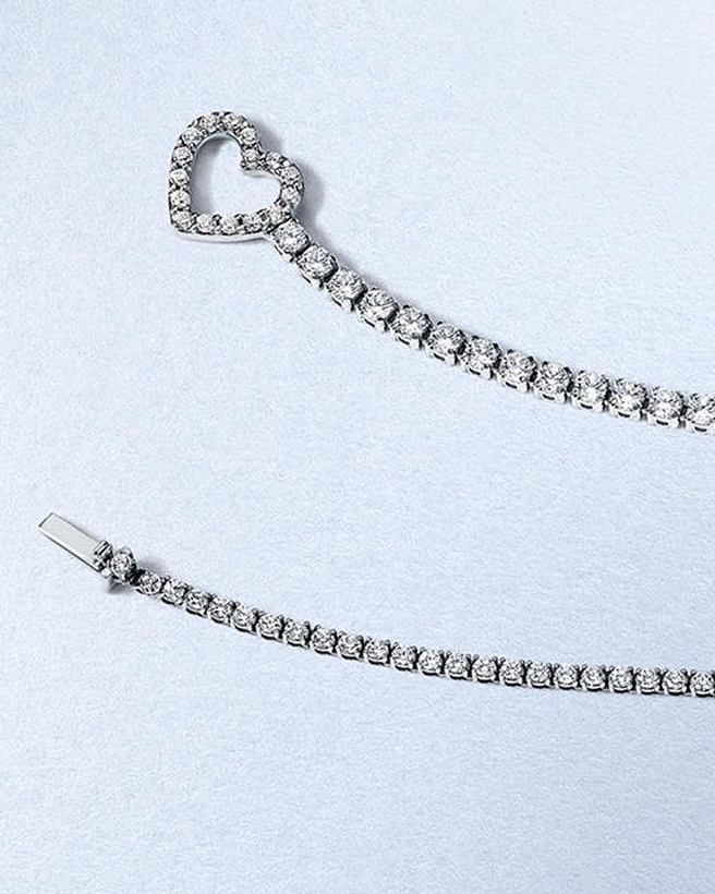 Ice Skate Necklace 1/20 ct tw Diamonds Sterling Silver & 10K Rose