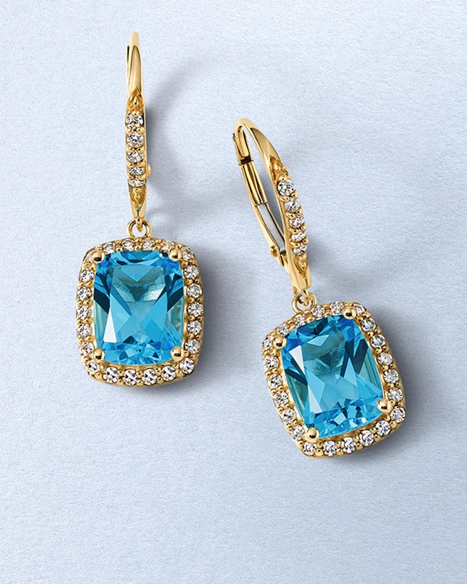 Le Vian Blue Topaz Necklace 1/4 ct tw Diamonds 14K Strawberry Gold