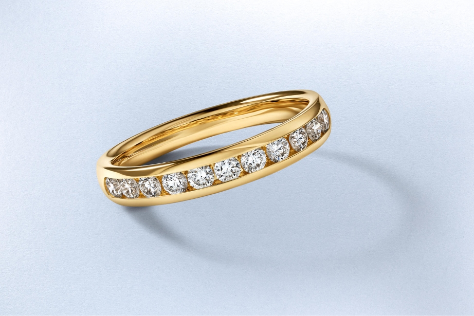 Yellow gold diamond eternity band from KAY