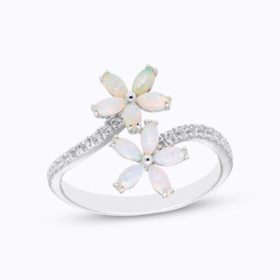 Opal flower ring