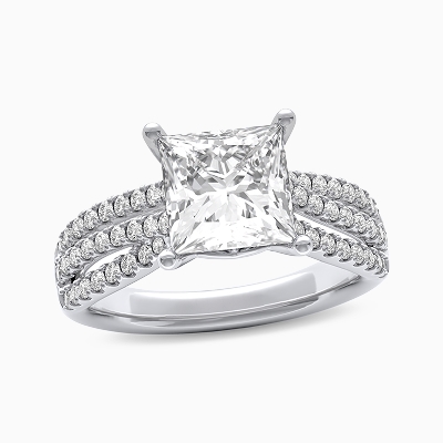 Princess cut diamond engagement ring with side stones