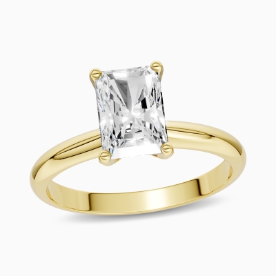 Image of emerald cut diamond solitaire engagement ring