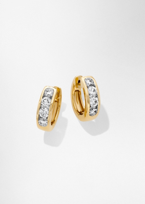 Gold diamond huggie hoop earrings