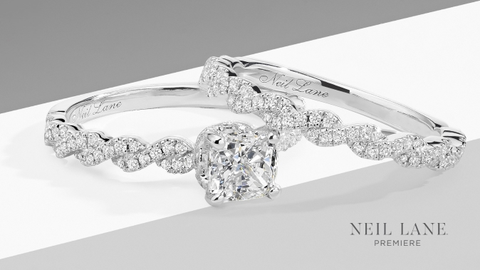 Premiere diamond engagement ring and wedding band