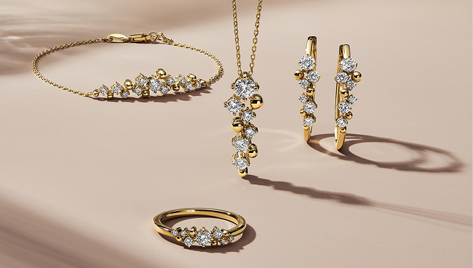 Various gold and diamond jewelry pieces by Jouje from KAY.