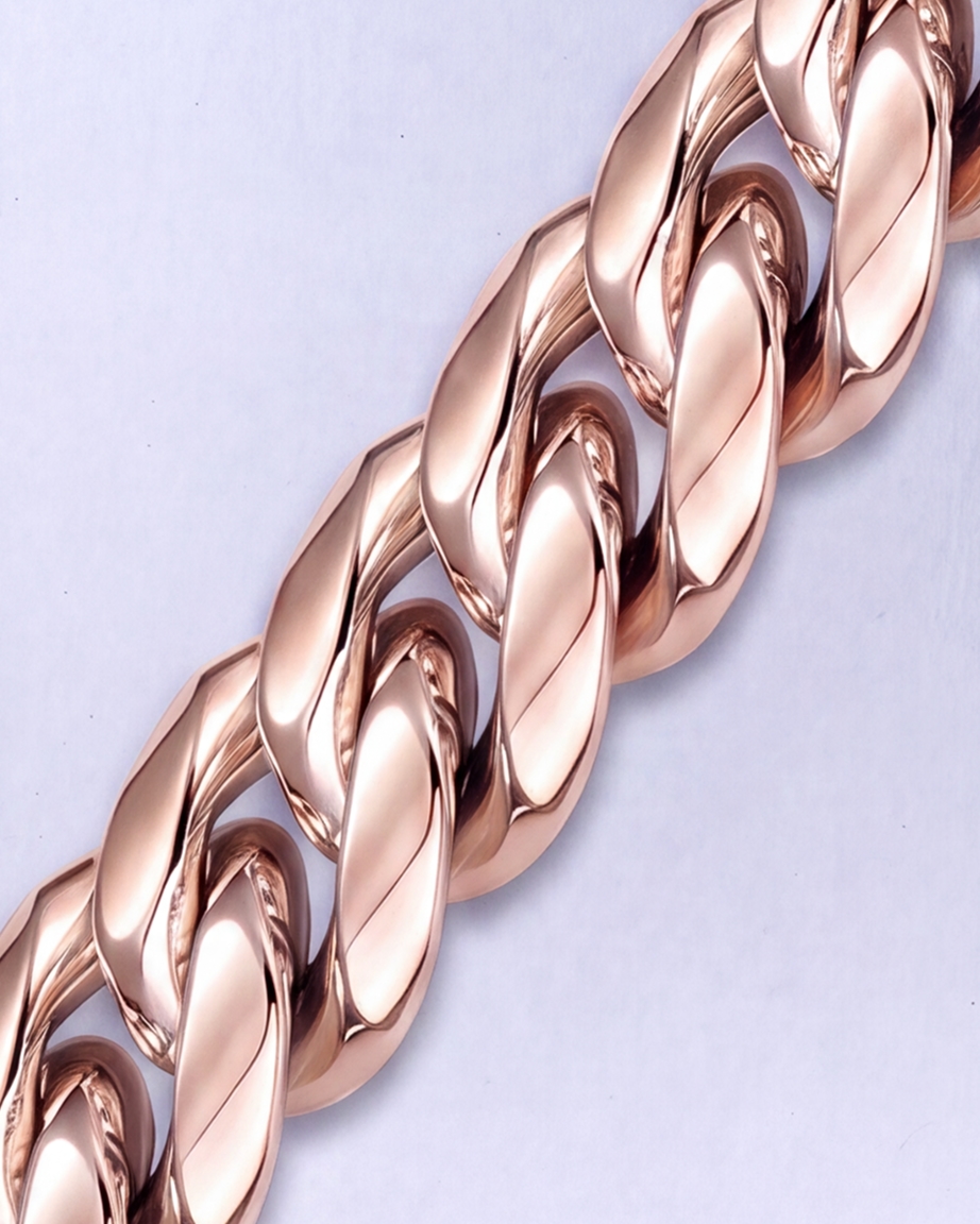 Close up of rose gold chain