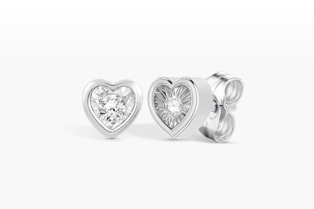 Diamond heart stud earrings