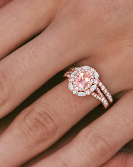 Image of morganite rose gold ring