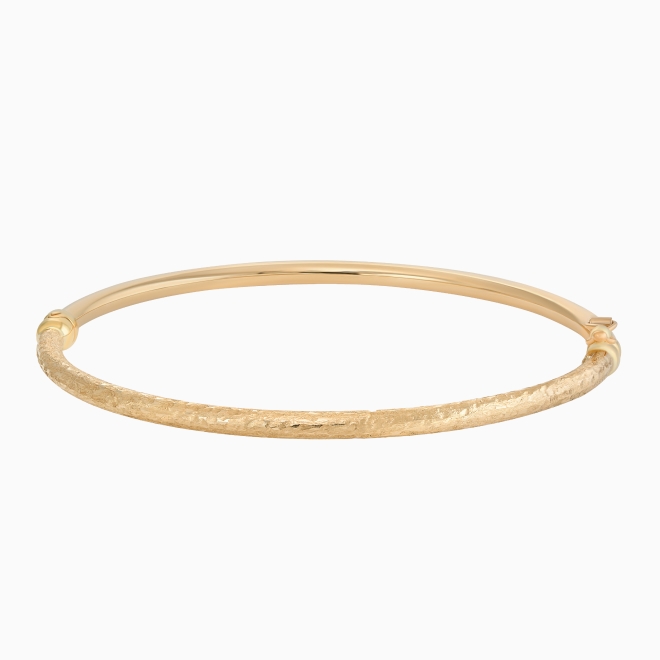 Repurposed Gold Textured Hollow Bangle Bracelet 