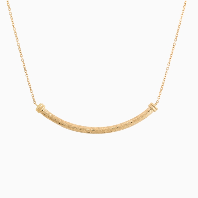 Repurposed Gold Curved Textured Bar Necklace