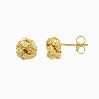 Repurposed Gold Textured Love Knot Stud Earrings