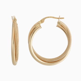 Repurposed Gold Twisted Mesh Hoop Earrings