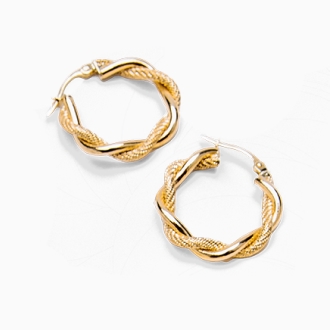 Repurposed Gold Twisted Mesh Hoop Earrings