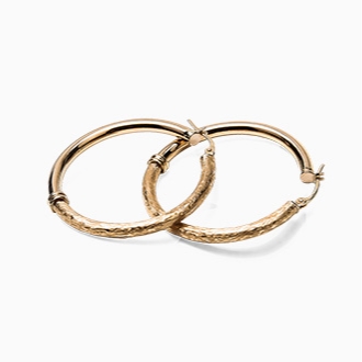Repurposed Gold Textured Hoop Earrings
