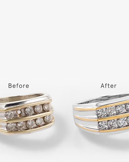 Image showing before and after jewelry cleaning and diamond restoration