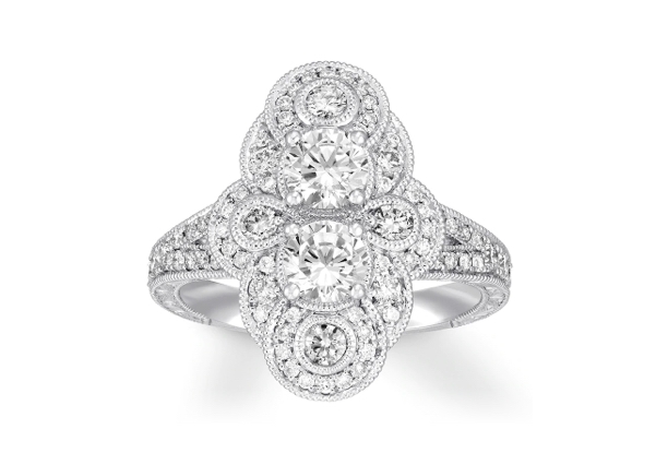 Vintage engagement ring with round-cut diamonds