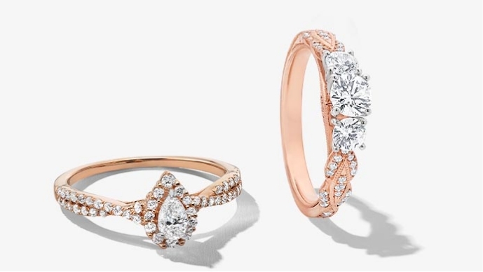 Two rose gold engagement rings