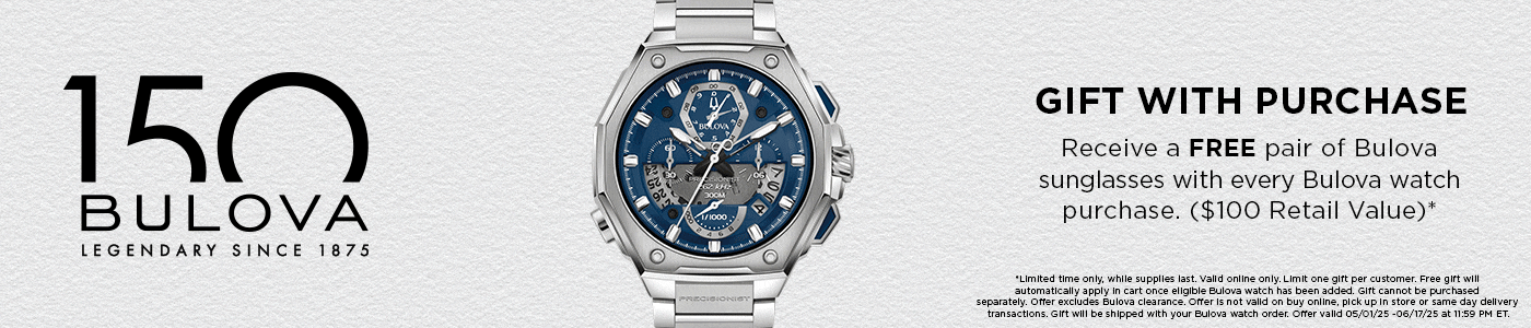 Free sunglasses purchase of Bulova watch while supplies last.